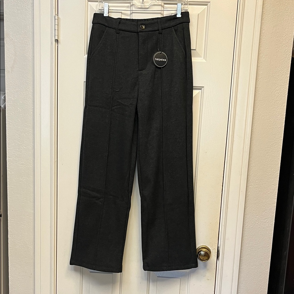 Heipiwa Dark Grey Herringbone Pants L NWT